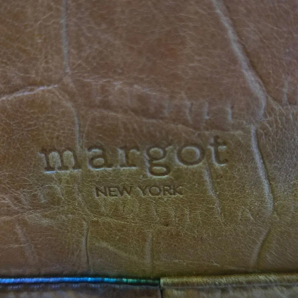 Margot New York Mickey Collection Brown Croc Embossed Hobo Bag Genuine Leather